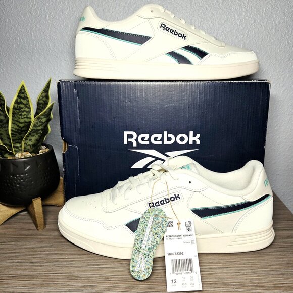 NEW!!! Reebok Court Advance-White,Navy,Teal-Leather, DMX Microbubble: Size 12 main image 8
